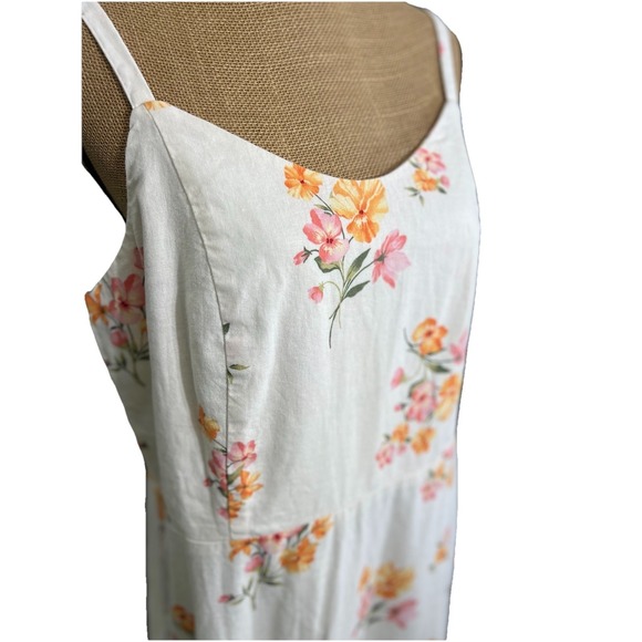 Plus Size XL 2-Piece Outfit Floral Linen Dress & Pink Cropped Jacket Set - Picture 8 of 16